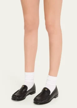 Miu MiuRuched Leather Mocassin Loafers
