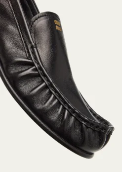 Miu MiuRuched Leather Mocassin Loafers