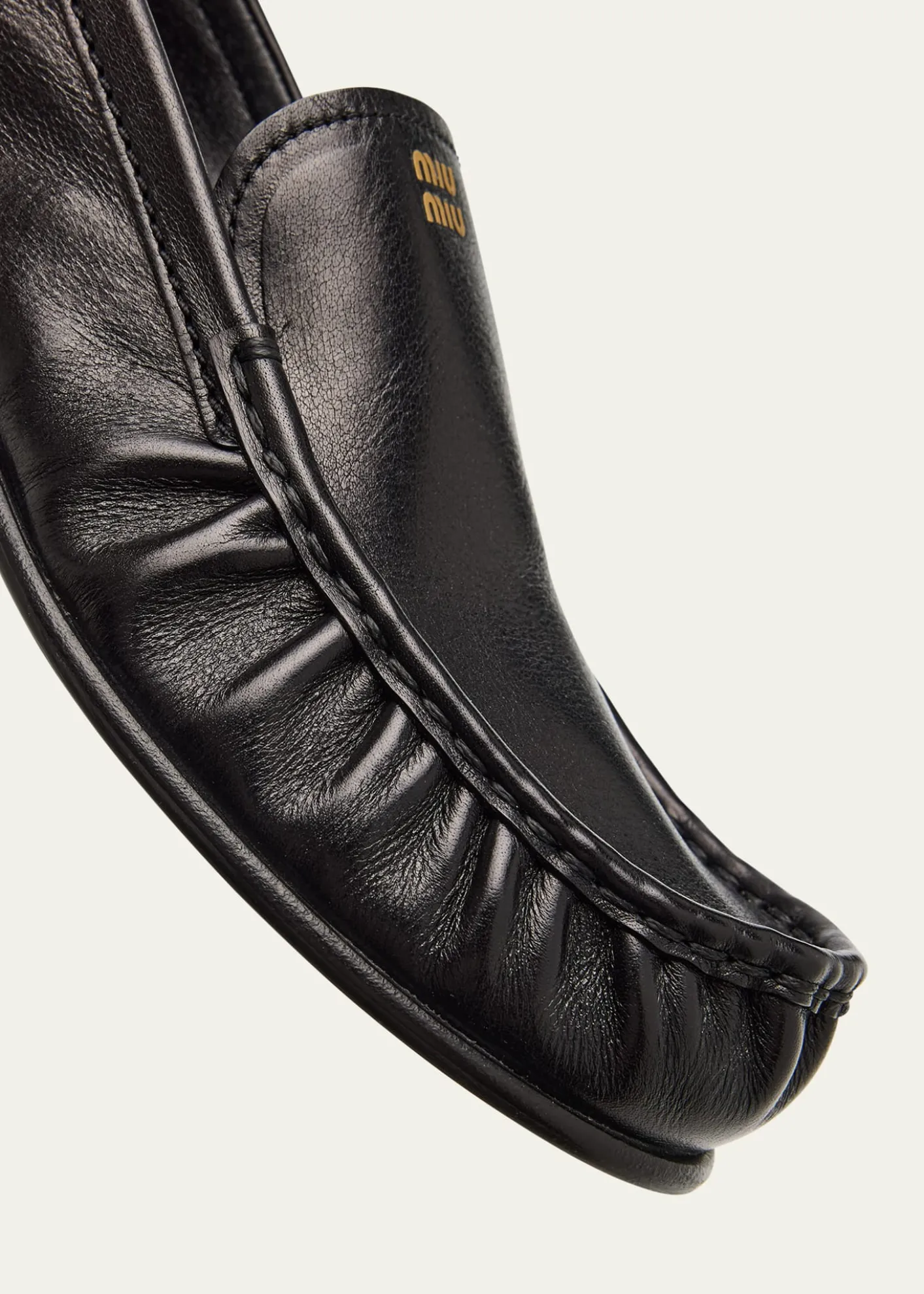 Miu MiuRuched Leather Mocassin Loafers