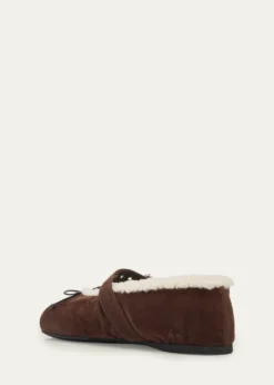Miu MiuShearling-Lined Suede Mary Jane Ballerina Flats