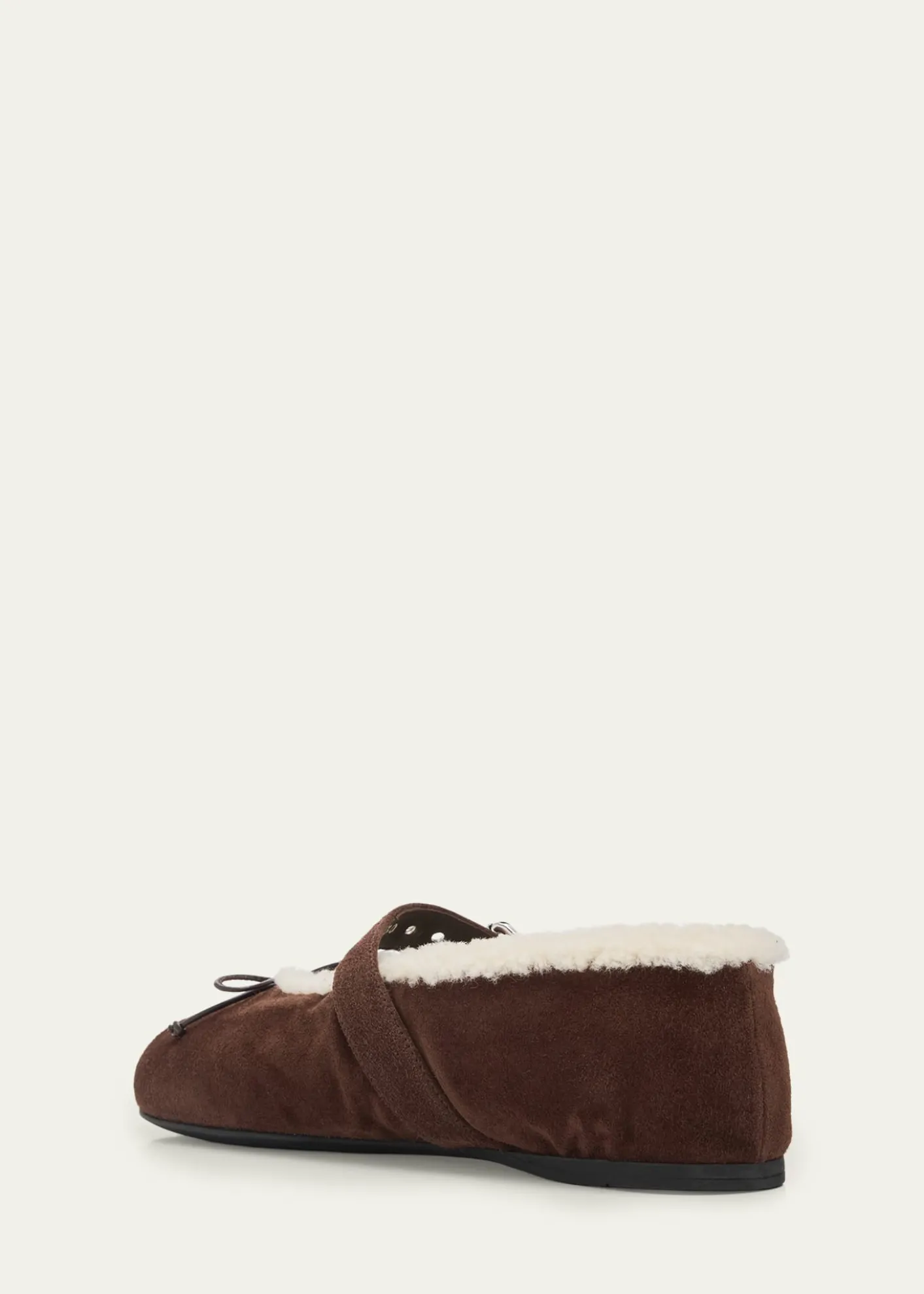 Miu MiuShearling-Lined Suede Mary Jane Ballerina Flats