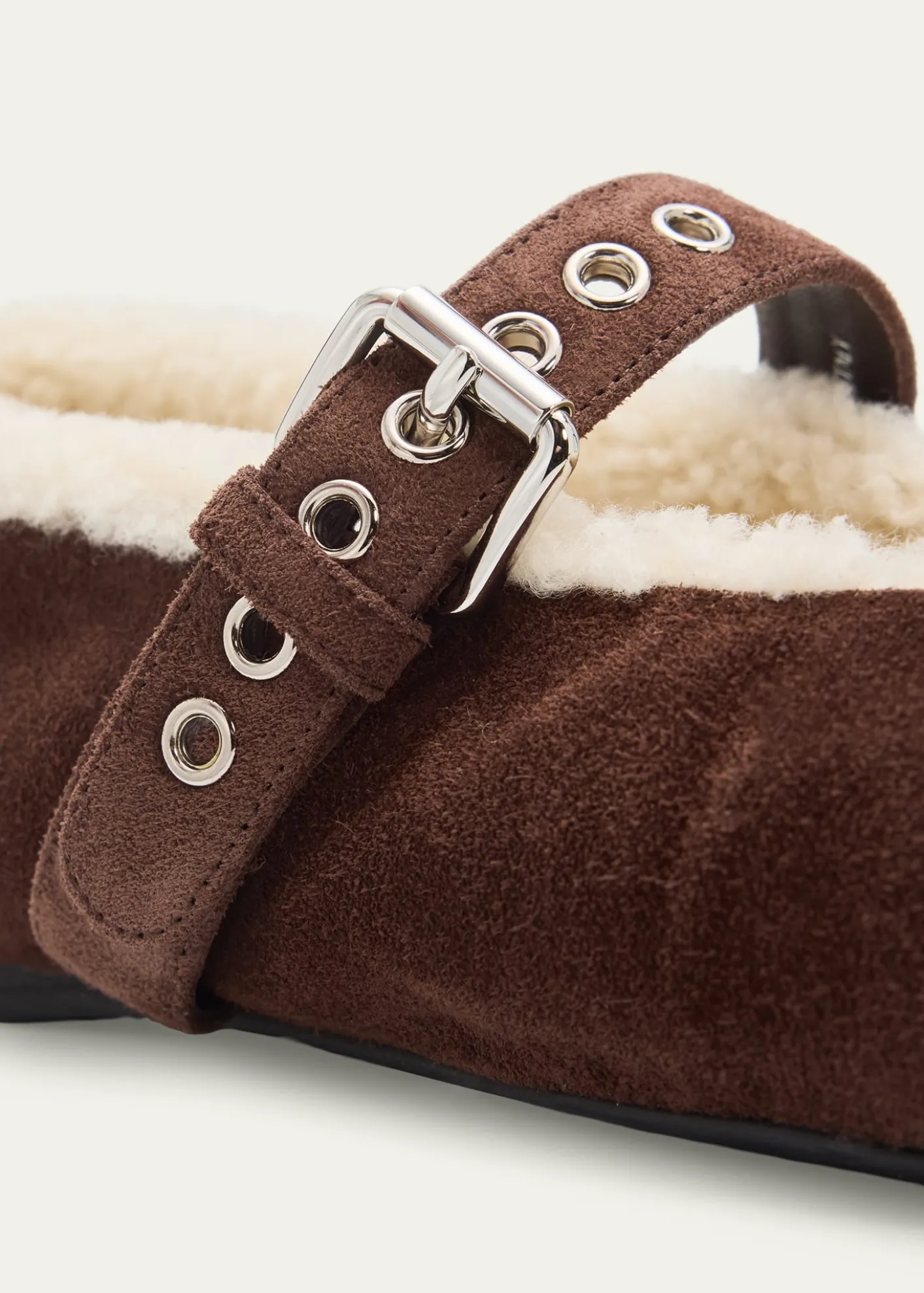 Miu MiuShearling-Lined Suede Mary Jane Ballerina Flats