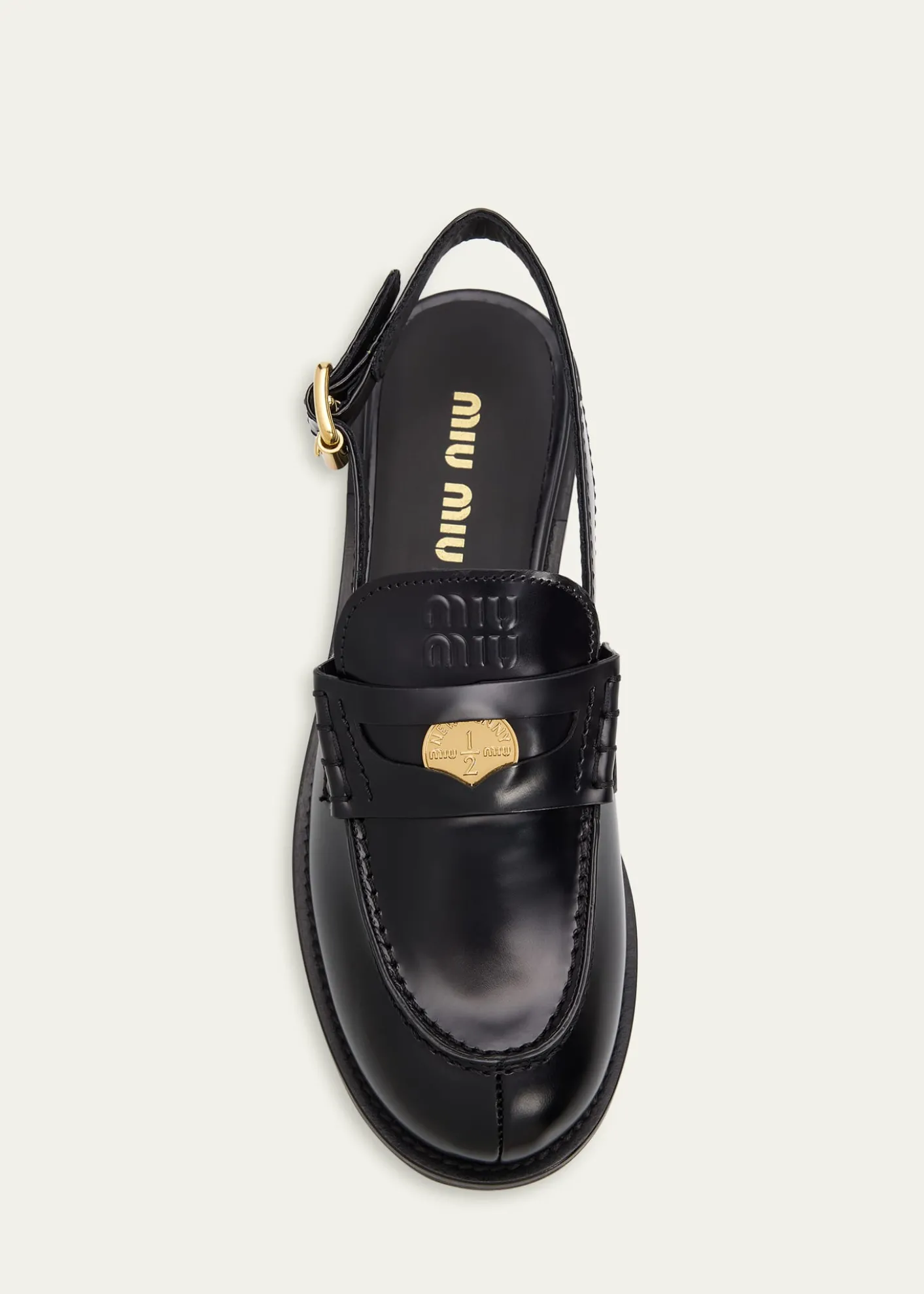 Miu MiuSpazzolato Leather Slingback Penny Loafers