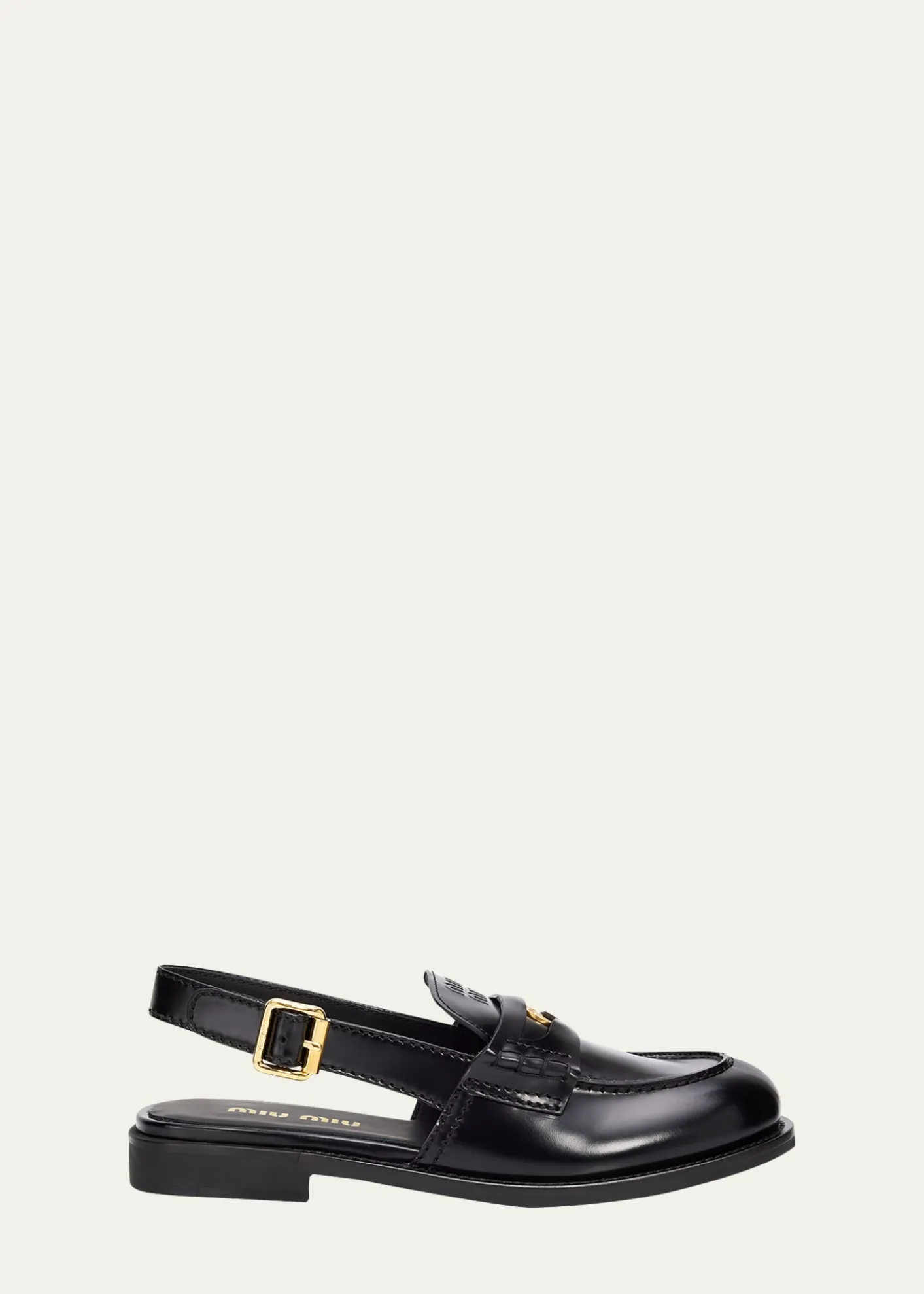 Miu MiuSpazzolato Leather Slingback Penny Loafers