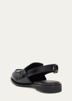Miu MiuSpazzolato Leather Slingback Penny Loafers