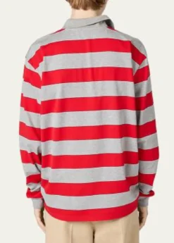 Miu MiuStriped Long-Sleeve Oversized Polo Shirt