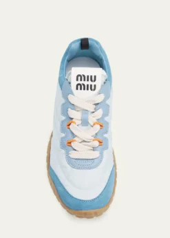 Miu MiuTechnical Fabric and Suede Low-Top Sneakers