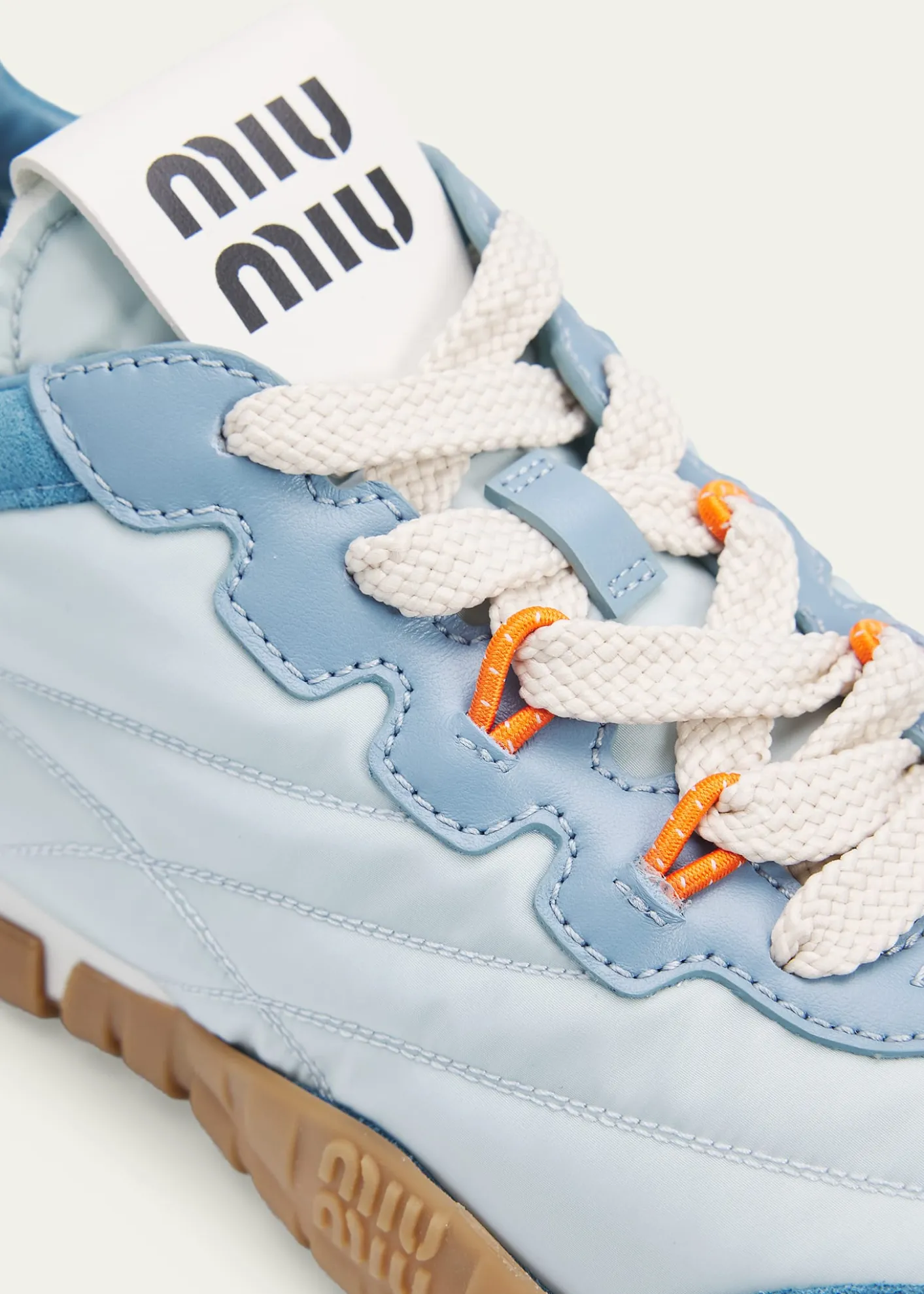 Miu MiuTechnical Fabric and Suede Low-Top Sneakers