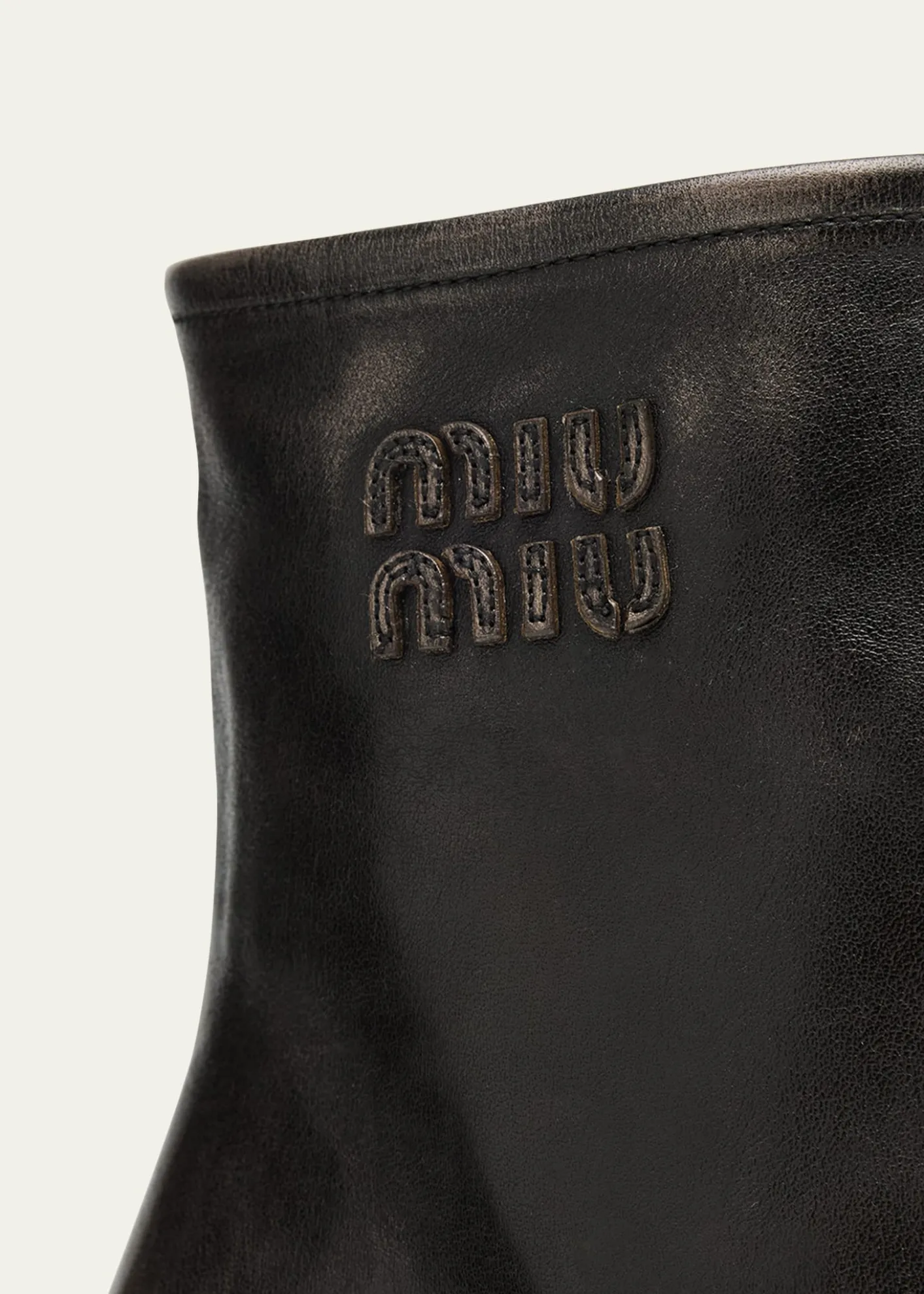 Miu MiuVintage Leather Block-Heel Booties