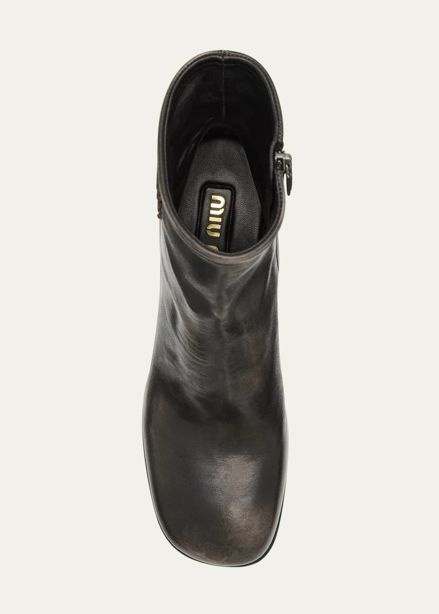 Miu MiuVintage Leather Block-Heel Booties
