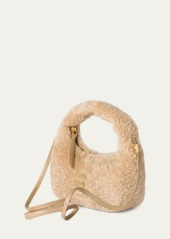 Miu MiuWander Curly Shearling Top-Handle Bag