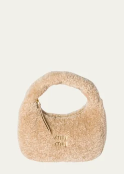Miu MiuWander Curly Shearling Top-Handle Bag