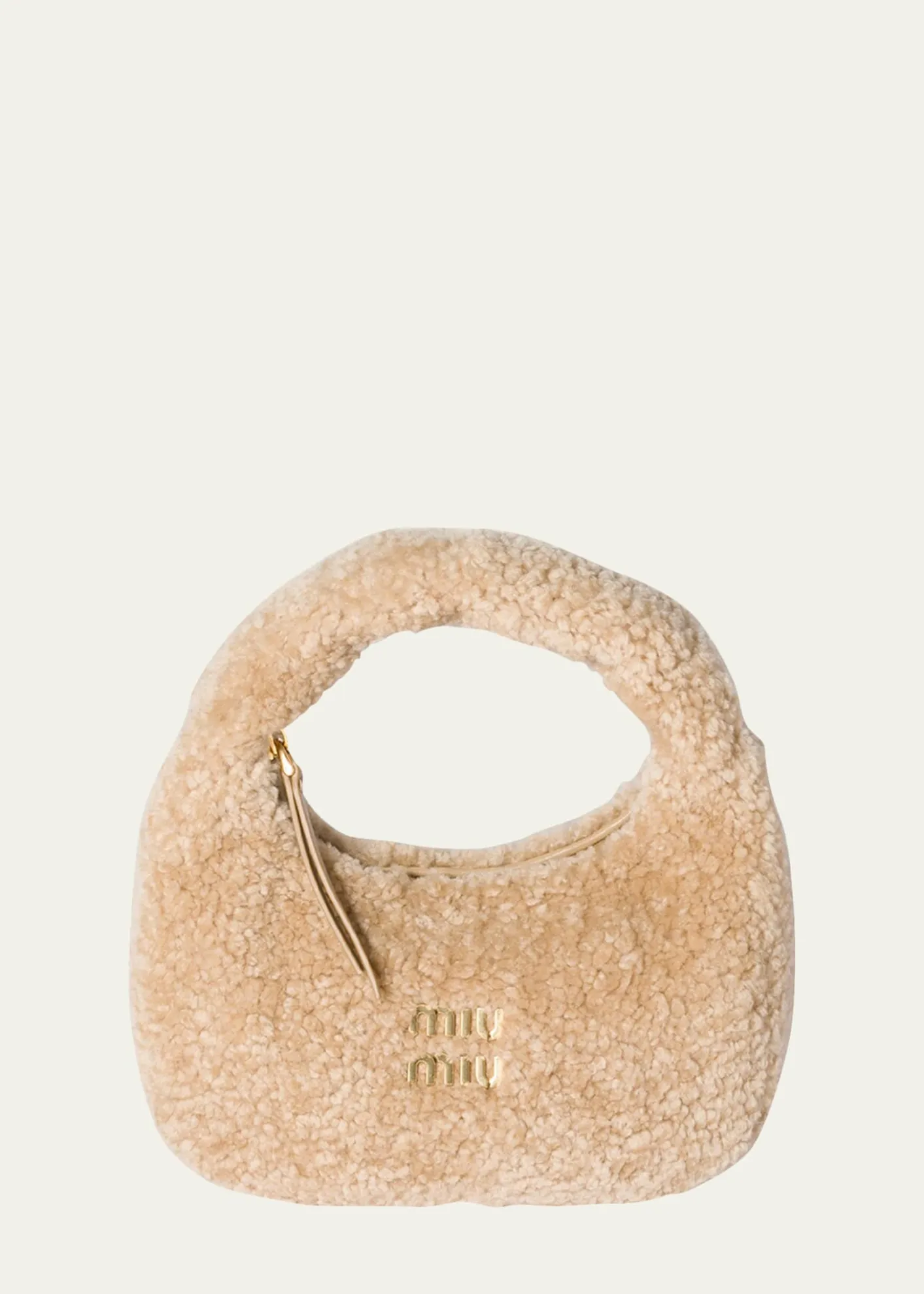 Miu MiuWander Curly Shearling Top-Handle Bag