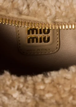 Miu MiuWander Curly Shearling Top-Handle Bag