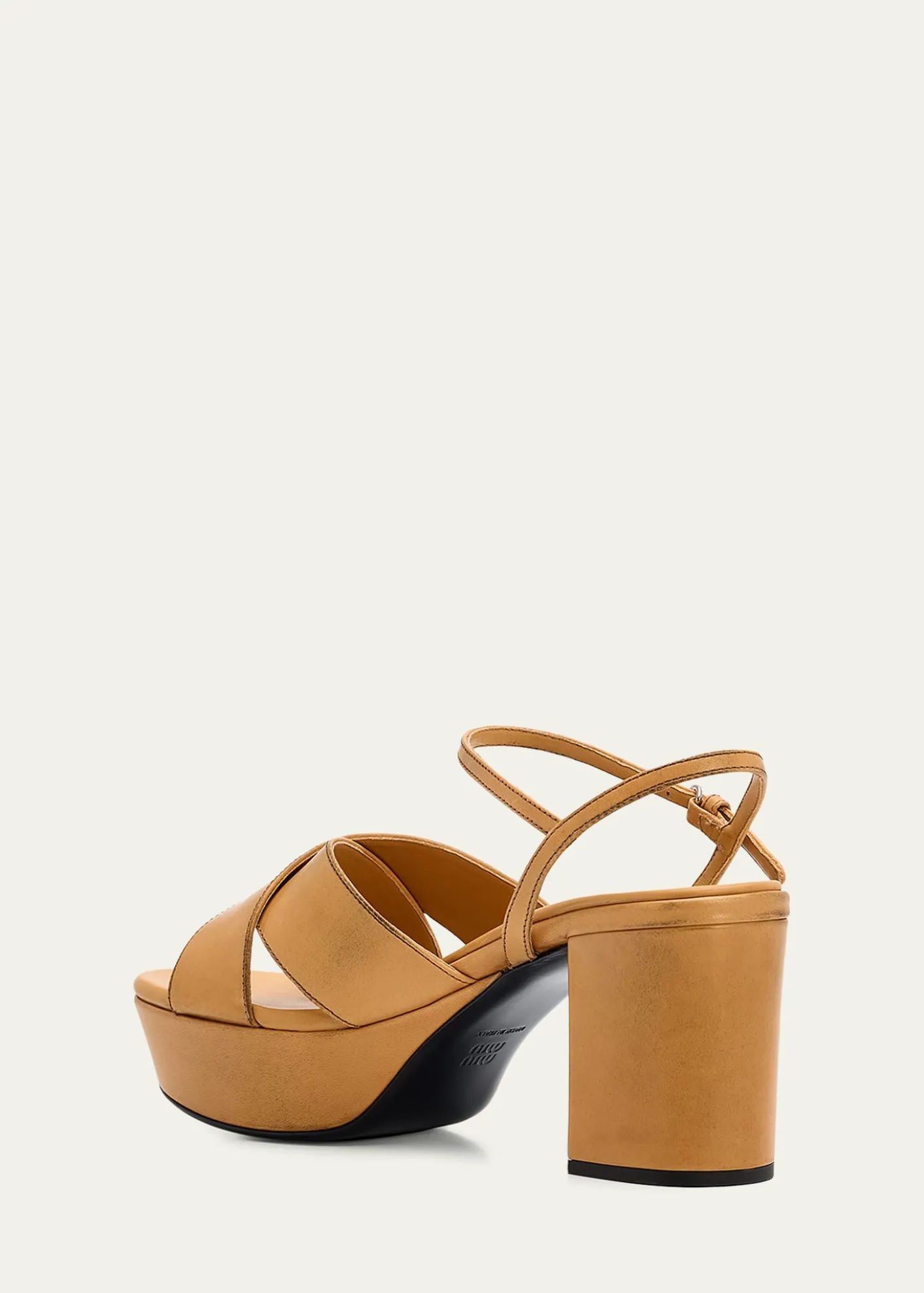 Miu MiuWaxed Leather Platform Sandals
