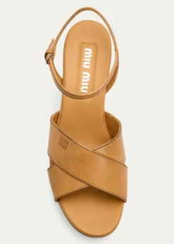 Miu MiuWaxed Leather Platform Sandals
