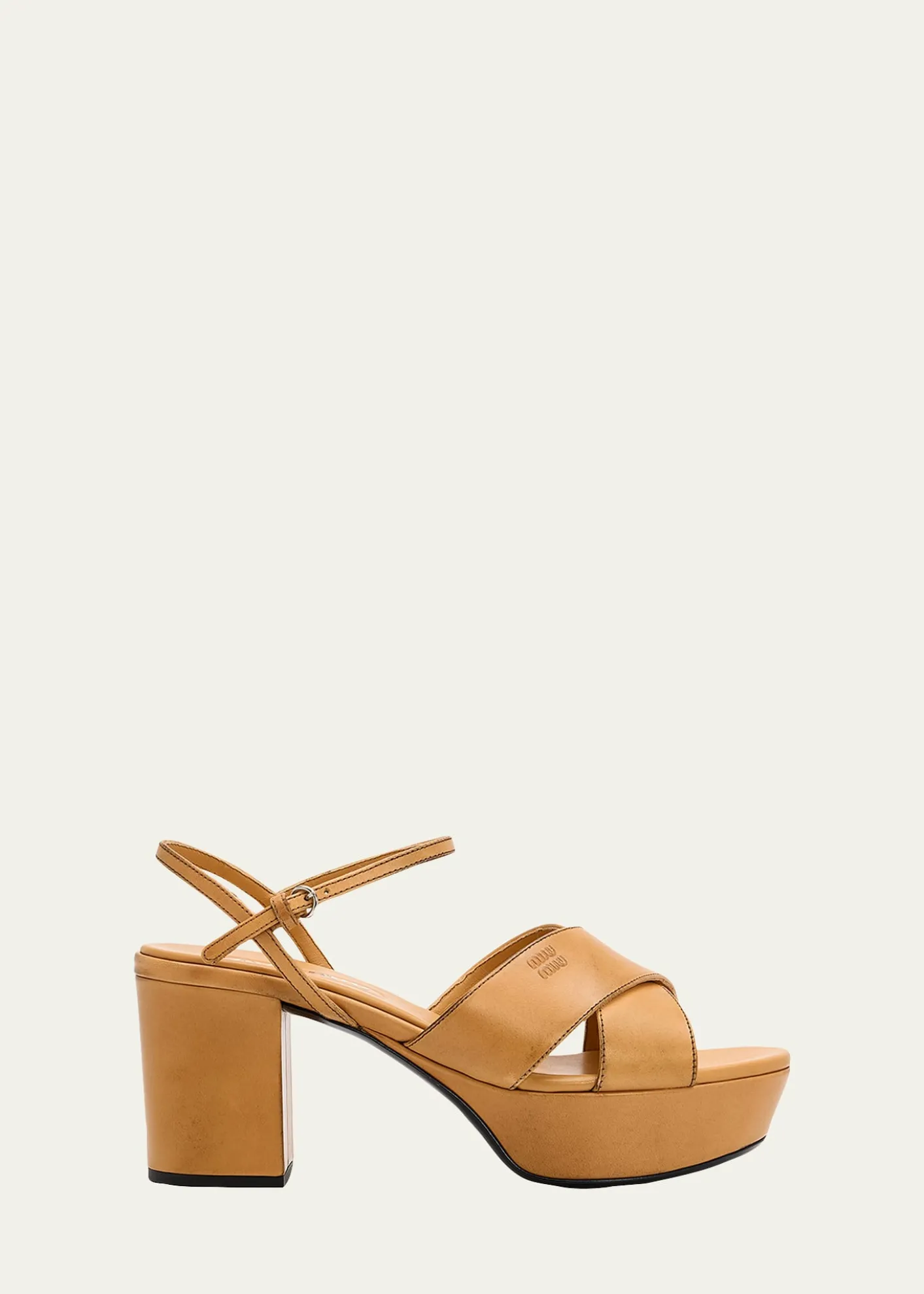 Miu MiuWaxed Leather Platform Sandals