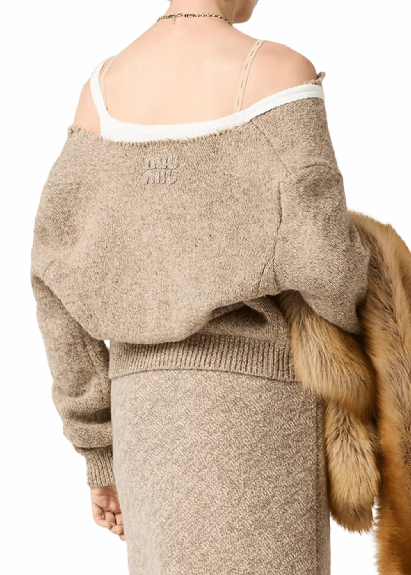 Miu MiuWool Distressed Scoop-Neck Cardigan