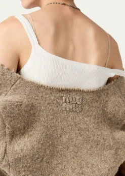 Miu MiuWool Distressed Scoop-Neck Cardigan