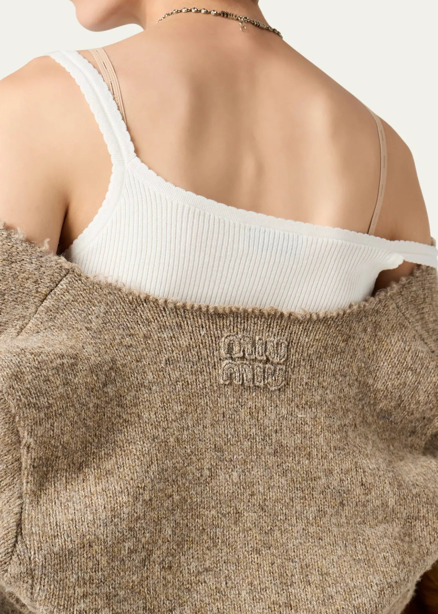 Miu MiuWool Distressed Scoop-Neck Cardigan