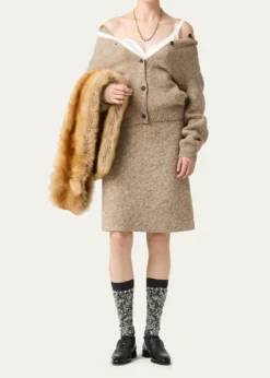 Miu MiuWool Distressed Scoop-Neck Cardigan