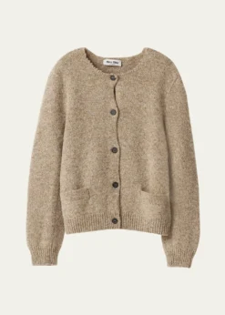 Miu MiuWool Distressed Scoop-Neck Cardigan