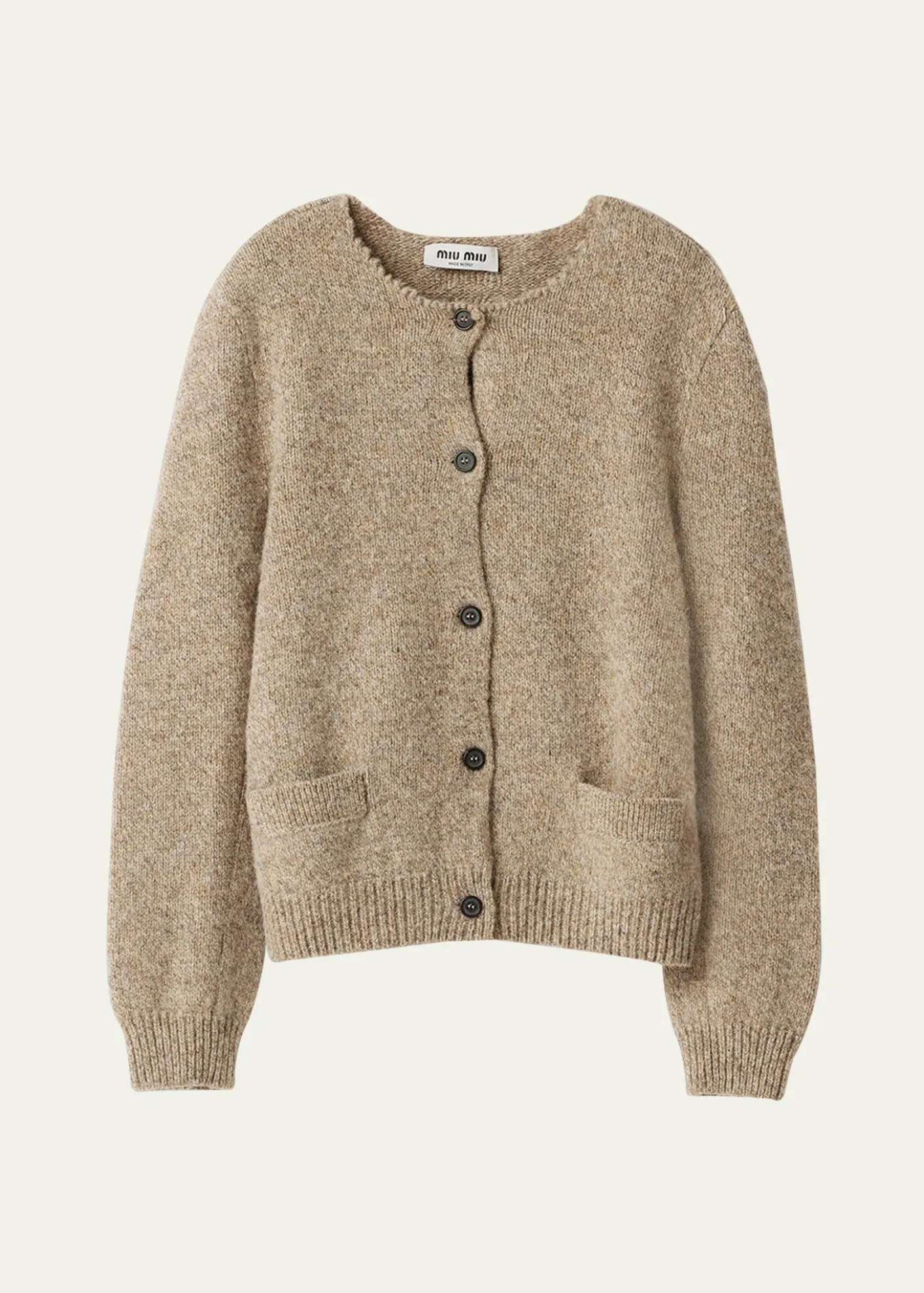 Miu MiuWool Distressed Scoop-Neck Cardigan