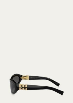 Miu Miu14ZSF Logo Oval Acetate Sunglasses