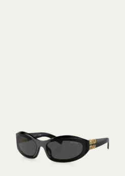 Miu Miu14ZSF Logo Oval Acetate Sunglasses