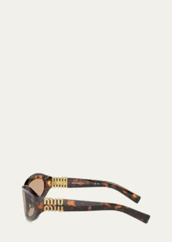 Miu Miu14ZSF Logo Oval Acetate Sunglasses