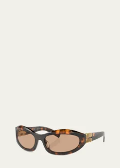Miu Miu14ZSF Logo Oval Acetate Sunglasses