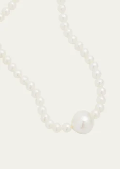 MizukiFull Freshwater Pearl Strand Necklace with Large Center