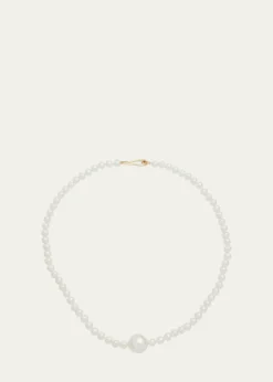 MizukiFull Freshwater Pearl Strand Necklace with Large Center