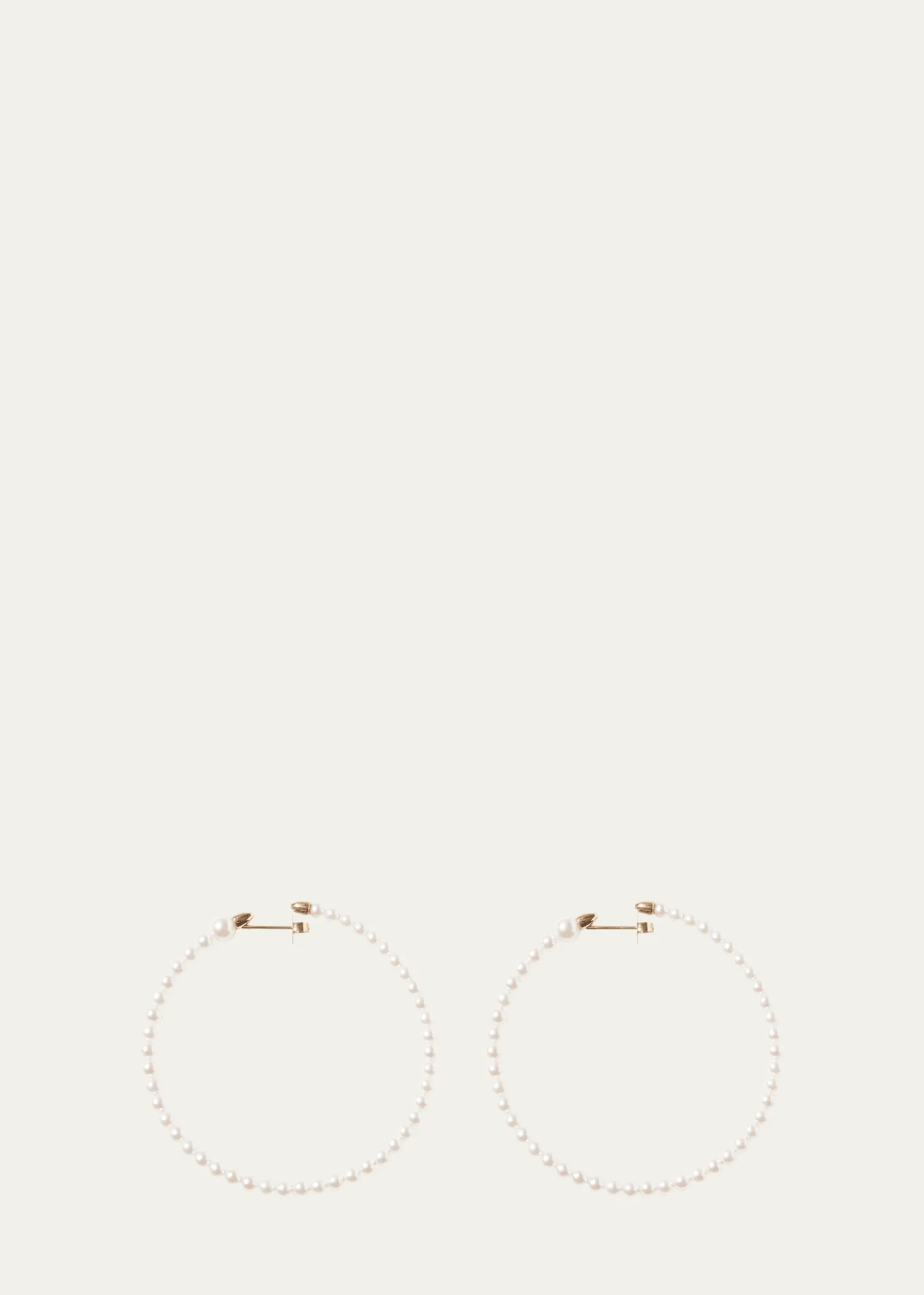 Mizuki14K Yellow Gold 3mm Akoya Large Hoop Earrings