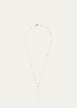 Mizuki14K Yellow Gold Vertical Diamond Bar Necklace with Freshwater Pearl, 20"L
