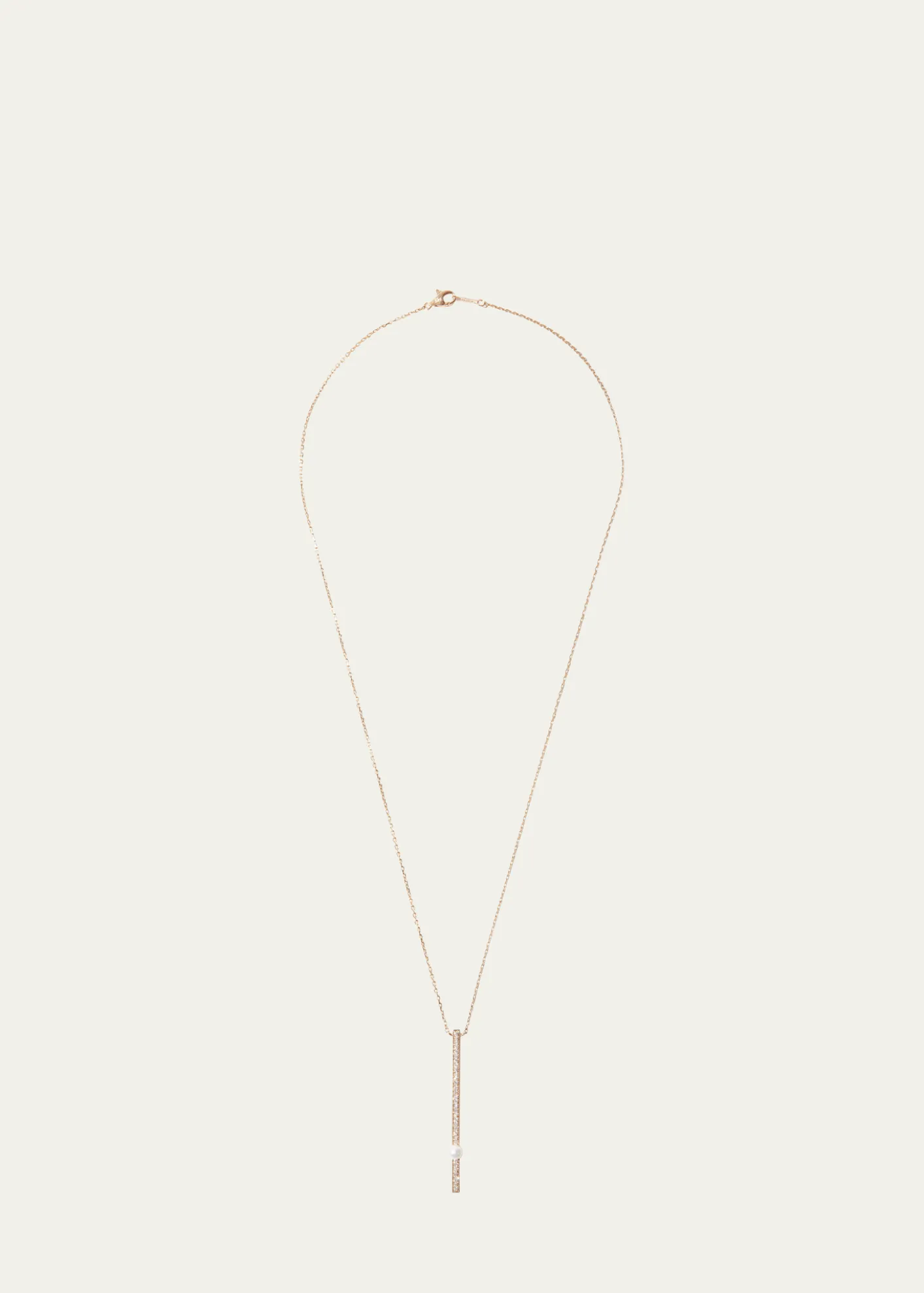 Mizuki14K Yellow Gold Vertical Diamond Bar Necklace with Freshwater Pearl, 20"L
