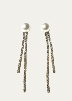 Mizuki18K Yellow Gold White Akoya Pearl and Diamond Drop Short Earrings