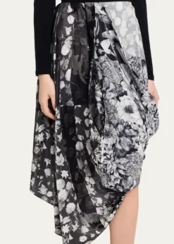 MM6 Maison MargielaDraped Floral Silk Midi Skirt