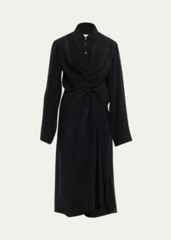 MM6 Maison MargielaDraped Long-Sleeve Shirtdress