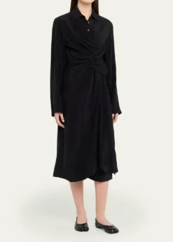 MM6 Maison MargielaDraped Long-Sleeve Shirtdress
