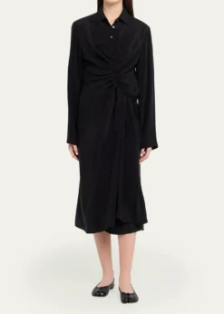 MM6 Maison MargielaDraped Long-Sleeve Shirtdress