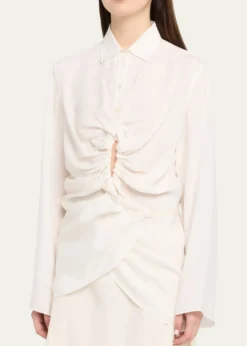 MM6 Maison MargielaLong-Sleeve Drawstring Shirt