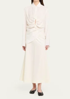 MM6 Maison MargielaLong-Sleeve Drawstring Shirt