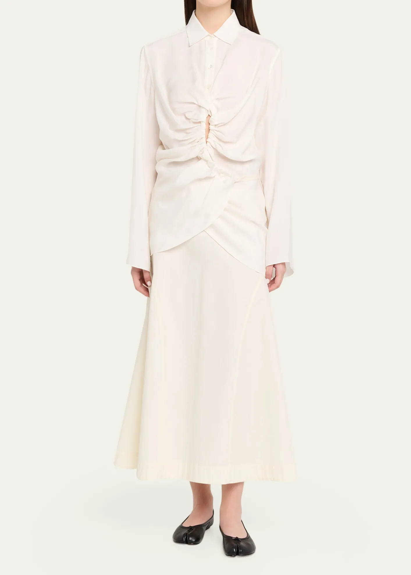 MM6 Maison MargielaLong-Sleeve Drawstring Shirt