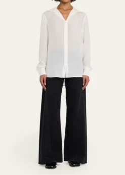 MM6 Maison MargielaLong-Sleeve Silk Shirt