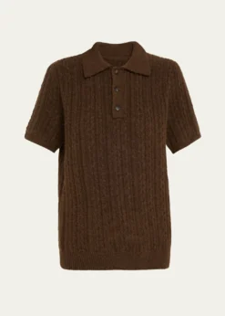MM6 Maison MargielaShort-Sleeve Cable-Knit Polo Shirt