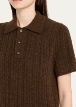 MM6 Maison MargielaShort-Sleeve Cable-Knit Polo Shirt
