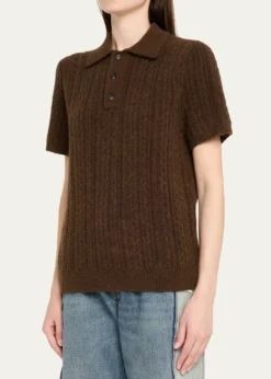 MM6 Maison MargielaShort-Sleeve Cable-Knit Polo Shirt