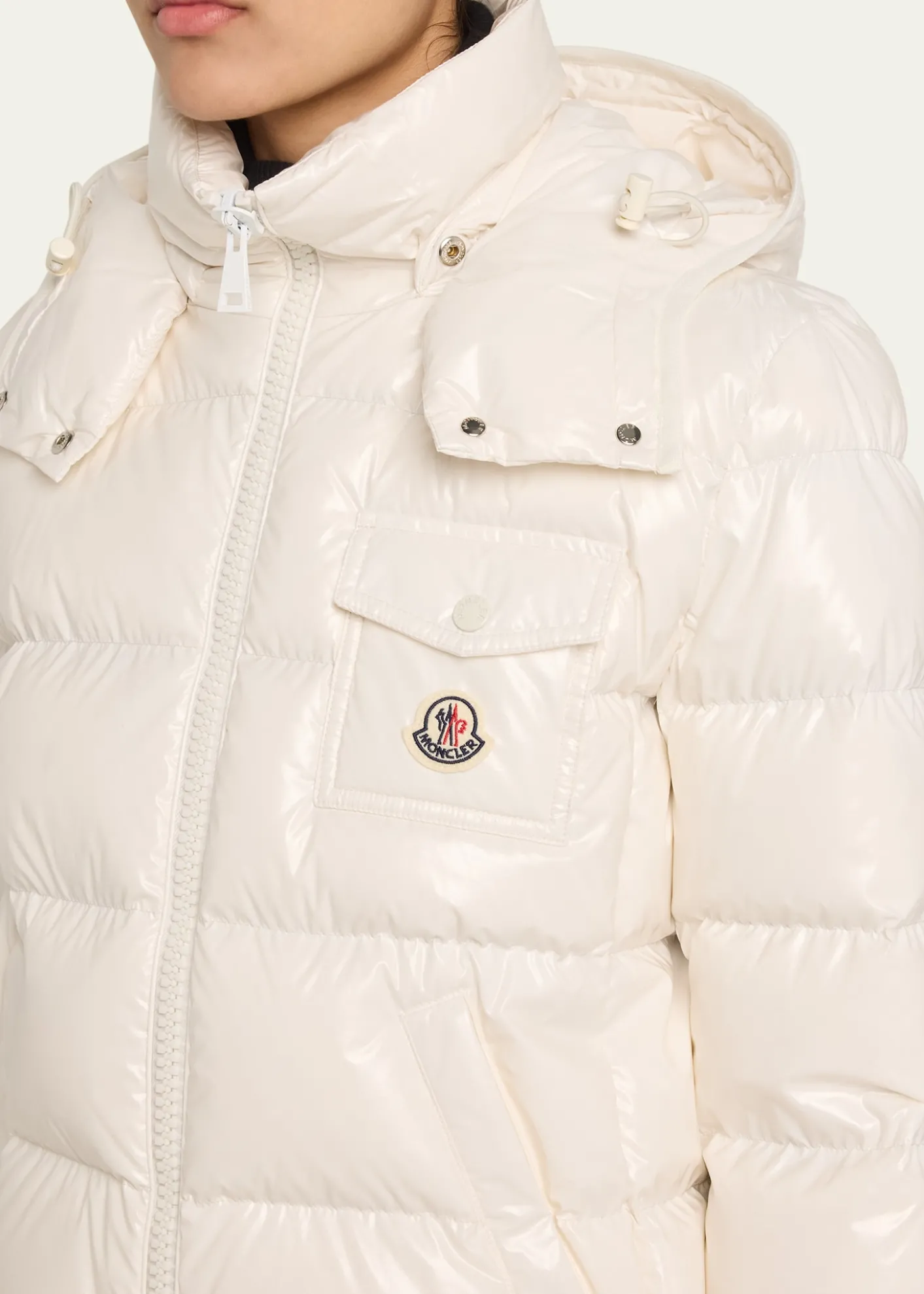 MonclerAndro Shiny Down Jacket with Removable Hood