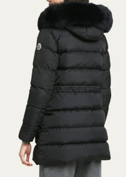 MonclerAphroti Mid-Length Puffer Jacket with Shearling Hood Trim